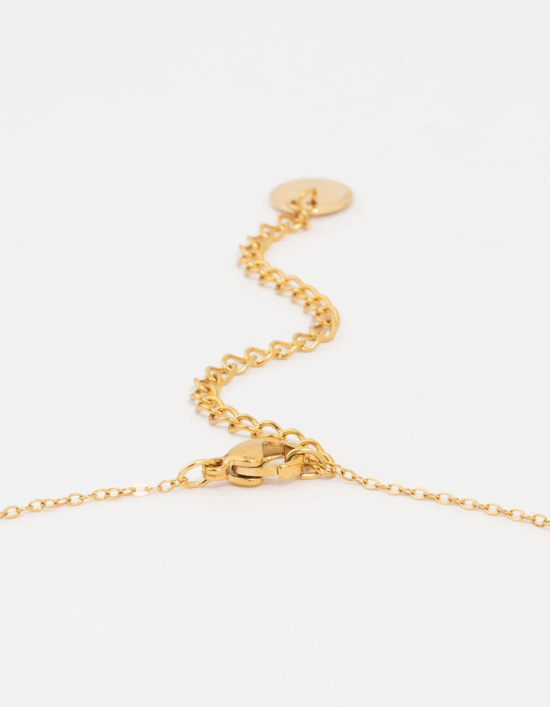 Waterproof Gold Plated Stainless Steel Black Flower Pendant Necklace