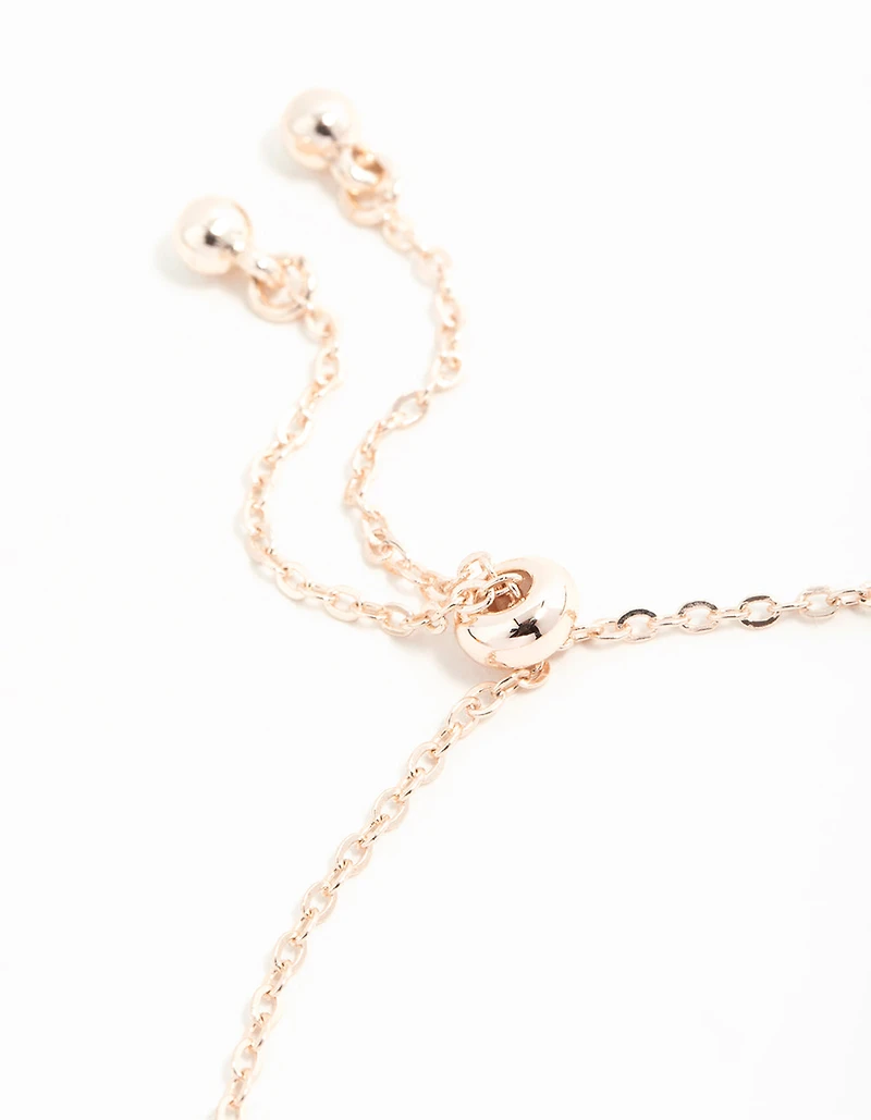 Rose Gold Cubic Zirconia Flower Trio Toggle Bracelet