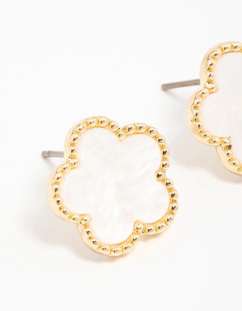 Gold Plated Flower Stud Earrings