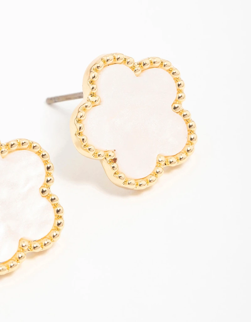 Gold Plated Flower Stud Earrings