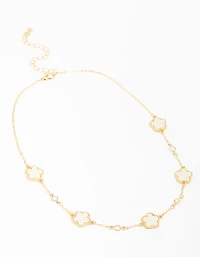 Gold Plated Cubic Zirconia Flower Pendant Necklace