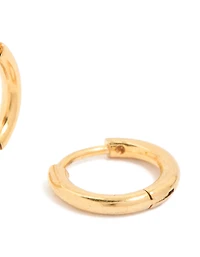 Waterproof Gold Plated Stainless Steel Clicker Huggie Earrings 8MM