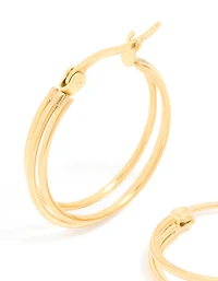 Waterproof Gold Plated Stainless Steel Double Hoop Earrings