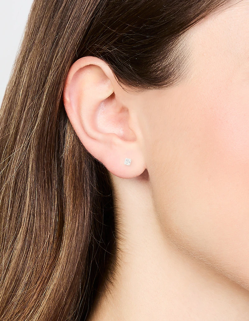 Sterling Silver Cubic Zirconia Small Princess Cut Stud Earrings