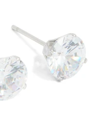 Waterproof Stainless Steel Cubic Zirconia Stud Earrings 8MM