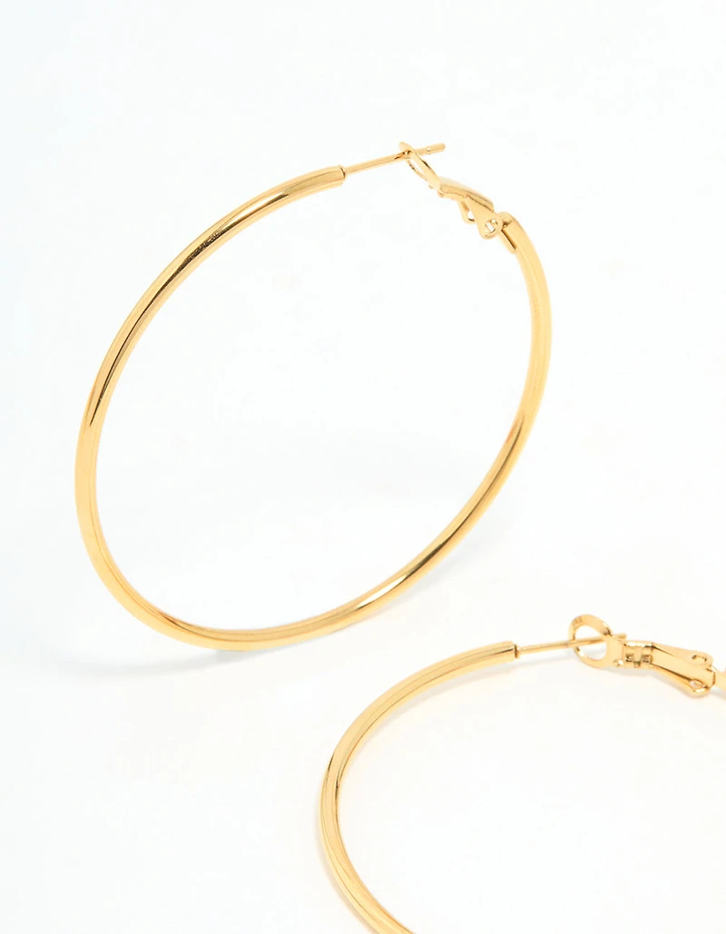 Boucles d’oreilles en acier chirurgical plaquées or 50 mm