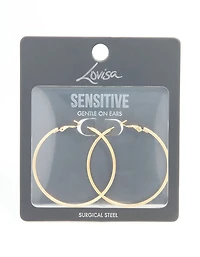 Gold Plated Surgical Steel Hoop Earrings 50 MM