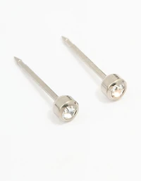 Titanium 3MM Cubic Zirconia Bezel Piercing Stud