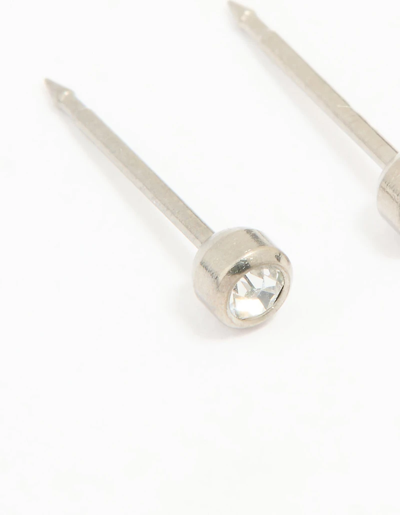 Titanium 3MM Cubic Zirconia Bezel Piercing Stud