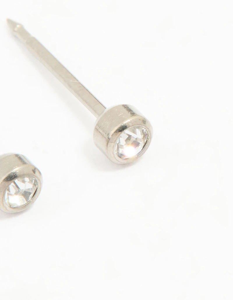 Titanium 3MM Cubic Zirconia Bezel Piercing Stud