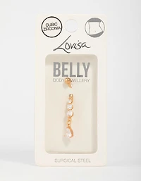 Gold Plated Cubic Zirconia Triple Drop Belly Bar