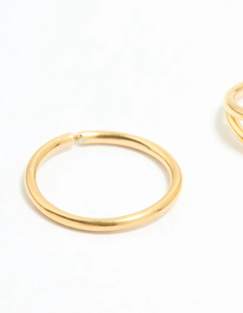 Gold Plated Surgical Steel Cubic Zirconia Layered & Smooth Nose Rings 2-Pack