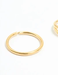 Gold Plated Surgical Steel Cubic Zirconia Layered & Smooth Nose Rings 2-Pack