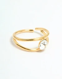 Gold Plated Surgical Steel Cubic Zirconia Layered & Smooth Nose Rings 2-Pack