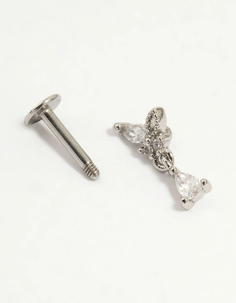Surgical Steel Cubic Zirconia Marquise Drop Flat Back Stud