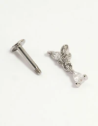 Surgical Steel Cubic Zirconia Marquise Drop Flat Back Stud