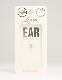 Surgical Steel Cubic Zirconia Marquise Drop Flat Back Stud