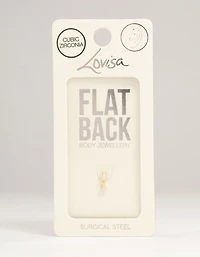 Gold Plated Surgical Steel Cubic Zirconia Baguette Drop Flat Back Stud