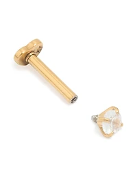 Gold Plated Surgical Steel Cubic Zirconia Reversible Heart Flat Back Stud
