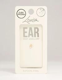 Gold Plated Surgical Steel Cubic Zirconia Micro Star Flat Back Stud