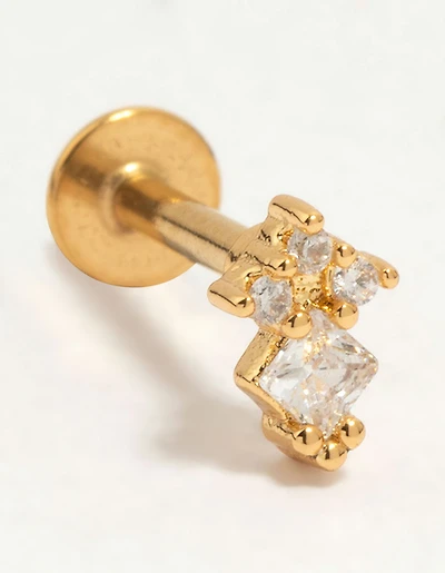 Gold Plated Surgical Steel Cubic Zirconia Micro Cluster Flat Back Stud