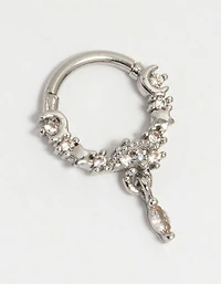 Surgical Steel Cubic Zirconia Celestial Drop Clicker Ring