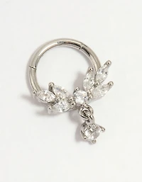 Surgical Steel Cubic Zirconia Marquise Drop Clicker Ring
