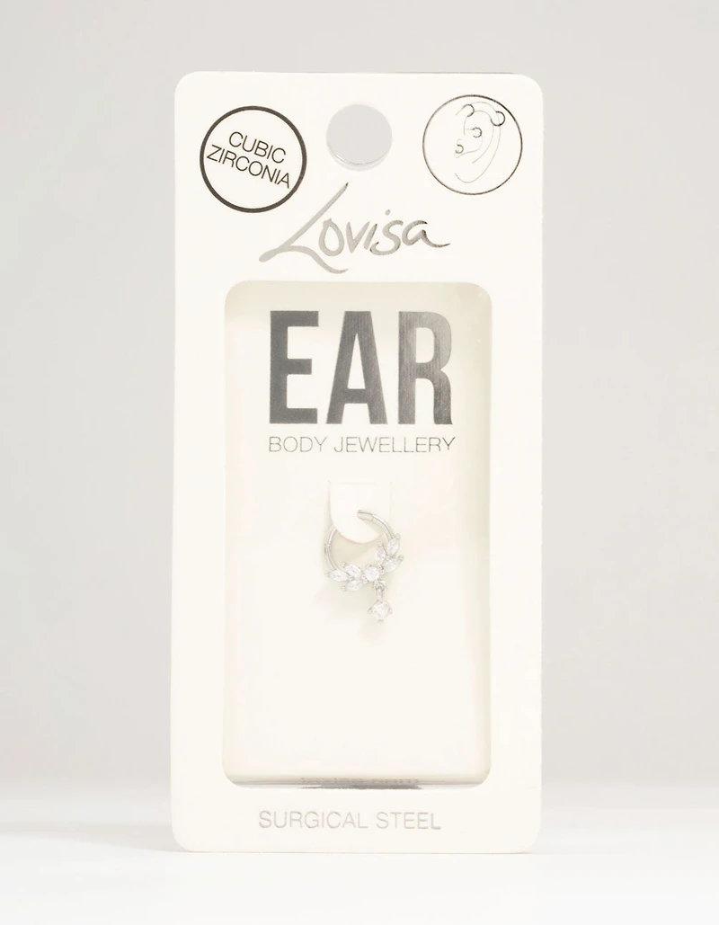 Surgical Steel Cubic Zirconia Marquise Drop Clicker Ring