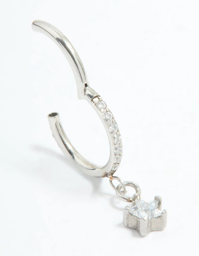 Surgical Steel Cubic Zirconia Micro Star Clicker Ring