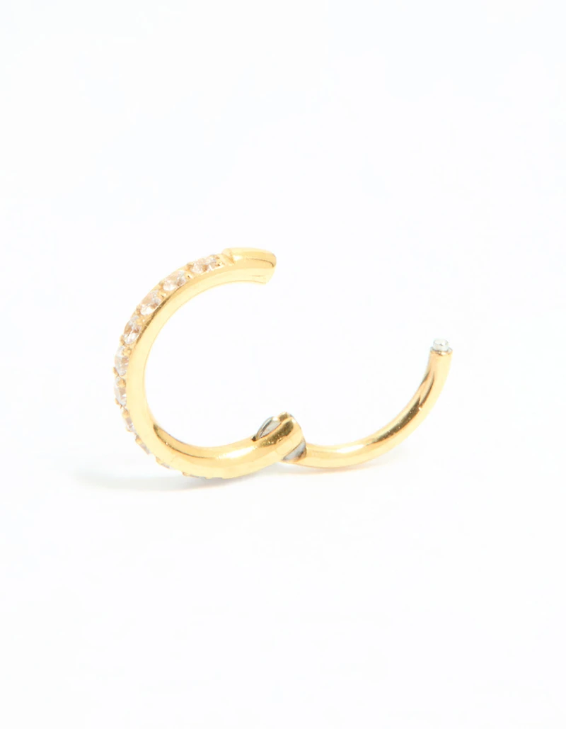 Gold Plated Surgical Steel Cubic Zirconia Micro Clicker