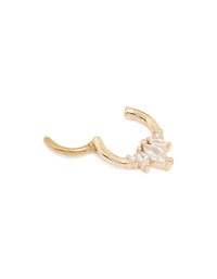 Gold Plated Surgical Steel Cubic Zirconia Marquise & Celestial Clicker Ring