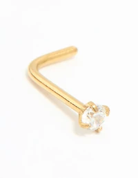 Gold Plated Titanium Cubic Zirconia Nose Ring & Studs 3-Pack