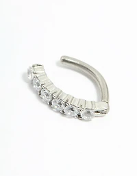 Titanium Cubic Zirconia Statement Curved Belly Ring