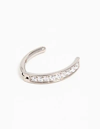 Titanium Cubic Zirconia Curved Ring Belly Ring