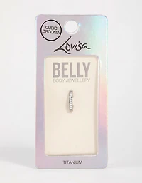 Titanium Cubic Zirconia Curved Ring Belly Ring