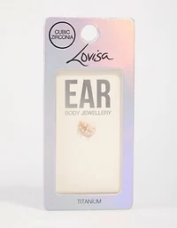 Gold Plated Titanium Cubic Zirconia Flower Flat Back Stud