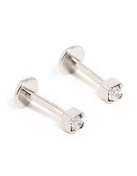 Titanium Cubic Zirconia Half Carat Flat Back Studs 2-Pack