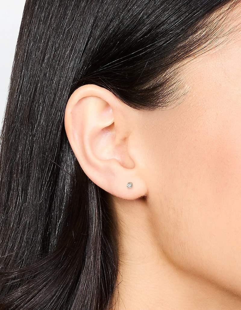 Titanium Cubic Zirconia Half Carat Flat Back Studs 2-Pack