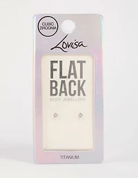 Titanium Cubic Zirconia Half Carat Flat Back Studs 2-Pack