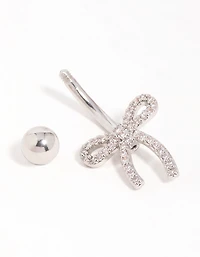 Surgical Steel Cubic Zirconia Pavé Bow Belly Bar