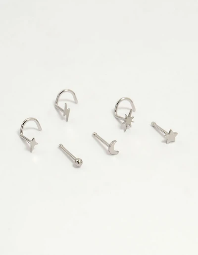 Surgical Steel Celestial Nose Stud 6-Pack