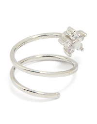 Anneau de nez torsadé de fleur en zirconie en acier chirurgical