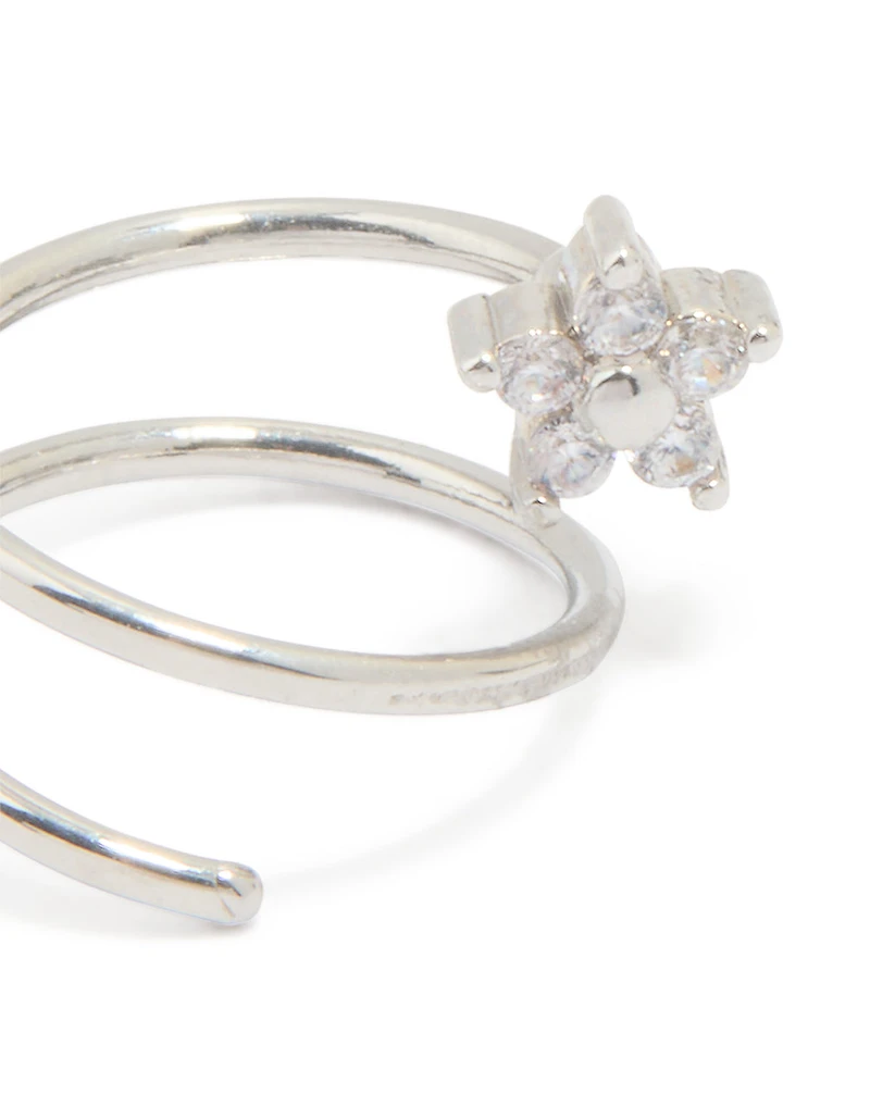 Anneau de nez torsadé de fleur en zirconie en acier chirurgical