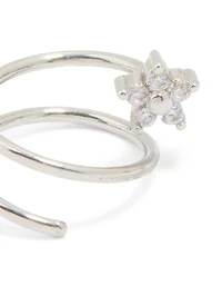 Anneau de nez torsadé de fleur en zirconie en acier chirurgical