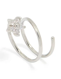 Anneau de nez torsadé de fleur en zirconie en acier chirurgical