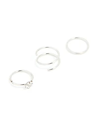 Surgical Steel Mixed Flower Hoop Nose Ring 3-Pack