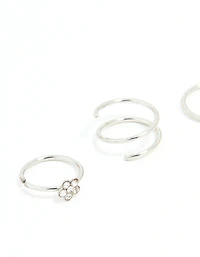Surgical Steel Mixed Flower Hoop Nose Ring 3-Pack