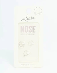 Surgical Steel Mixed Flower Hoop Nose Ring 3-Pack