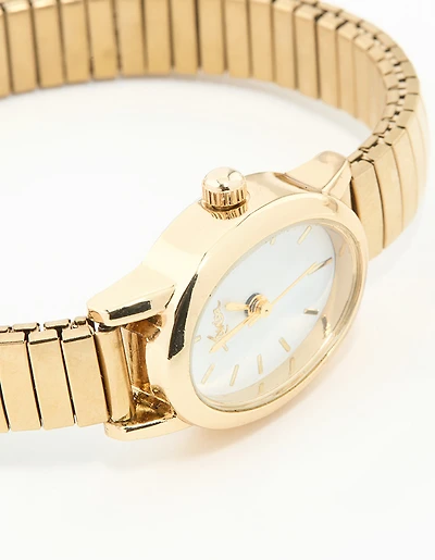 Montre Mini Ovale Stretch en or