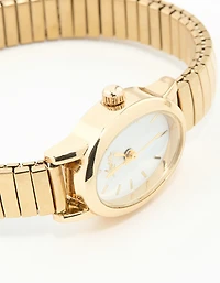 Montre Mini Ovale Stretch en or